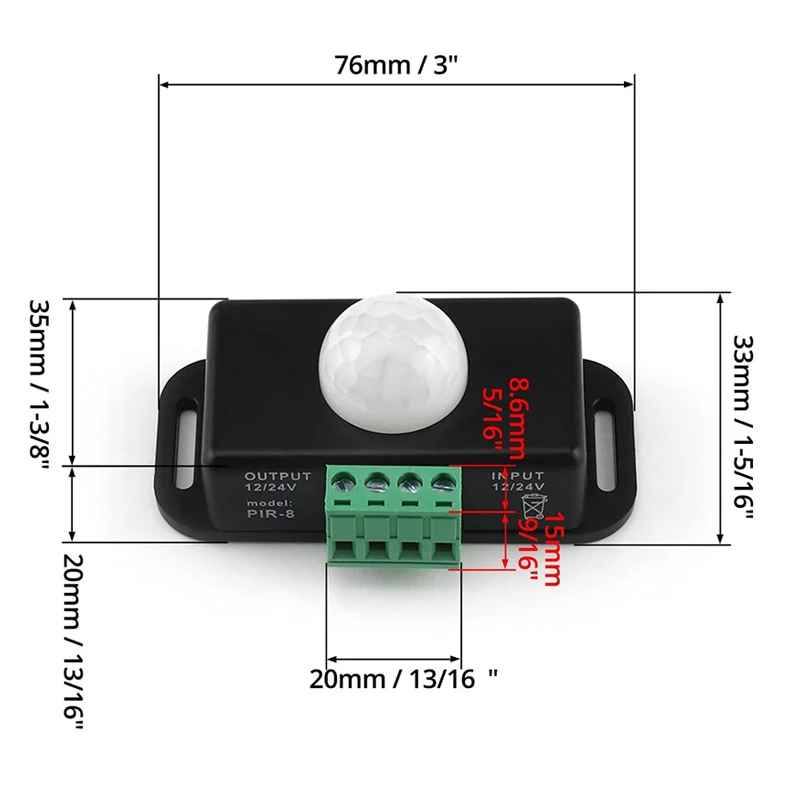 PIR motion sensor Switch Controller 12V 24V DC - Image 2