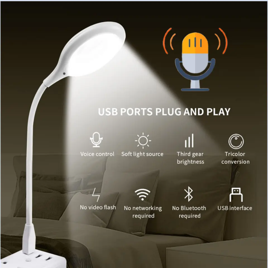 USB Night Light Artificial Voice Control Dimming Intelligent Voice Night Light Bedroom Bedside Lamp USB Interface Plug-in Sleep Lamp Office Desktop Creative Decoration - Image 2