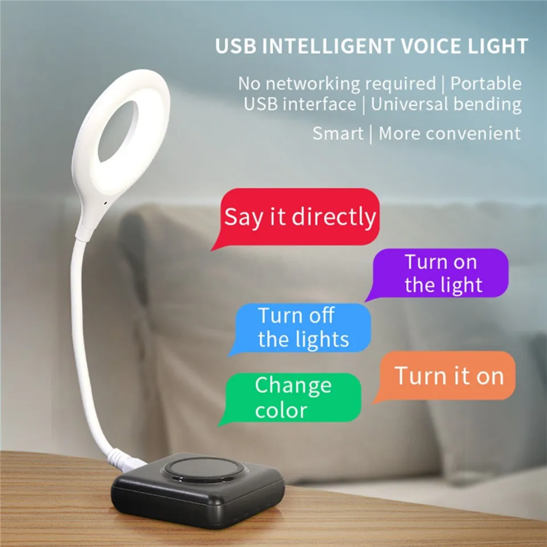 USB Night Light Artificial Voice Control Dimming Intelligent Voice Night Light Bedroom Bedside Lamp USB Interface Plug-in Sleep Lamp Office Desktop Creative Decoration - Image 4